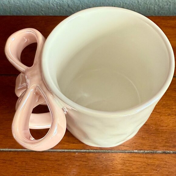 New Pink Bow 🎀 Iridescent Textured Ceramic Coffee Tea Mug Cup 12oz w/ Box - Picture 4 of 6